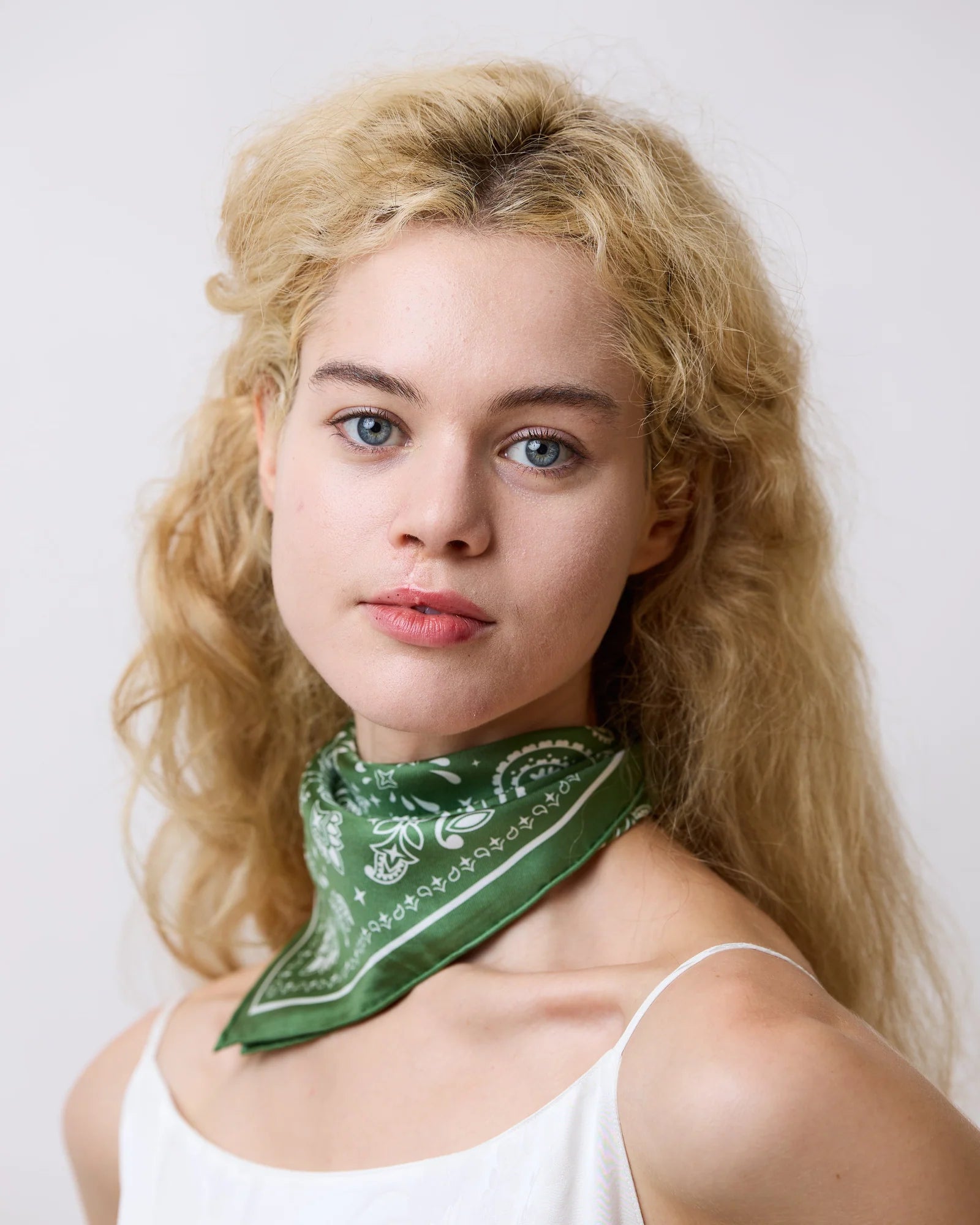 Paisley Silk Bandana Scarf in Sagebrush Green