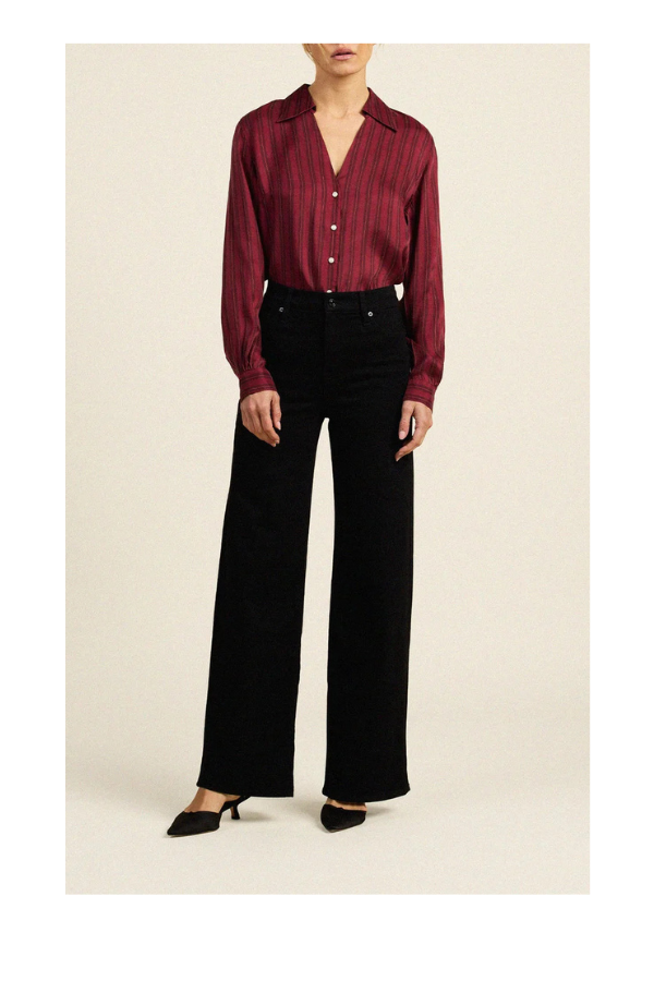 Justine Blouse in Garnet Stripe