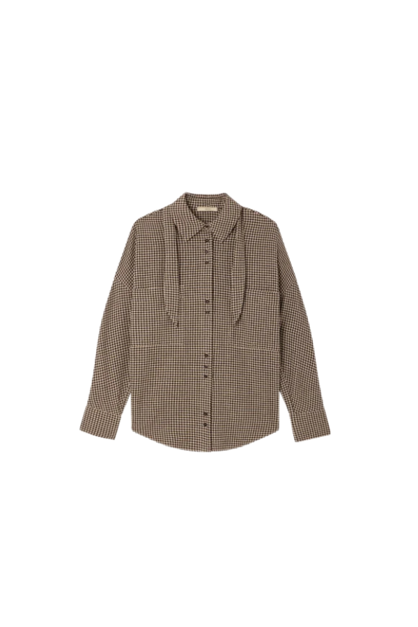Cecily Shirt w/ Knotted Collar in Ebonysand