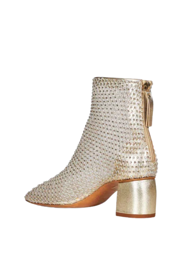 My Alma Strass Mesh Chic Ankle Boots in Platino