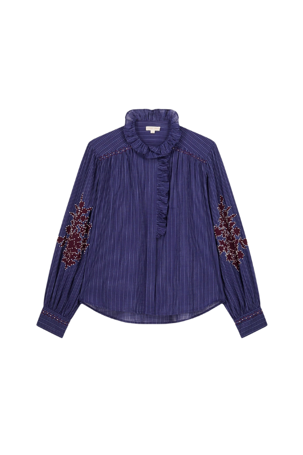 Shirt Cora in Navy Winter Stripes