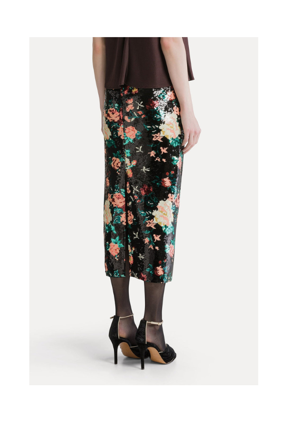 "The Queens Garden" Sequins Chic Pencil Skirt in Bouquet
