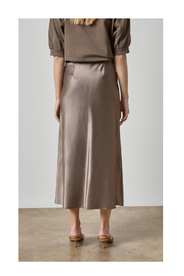 Slub Woven Bias Skirt in Shiitake