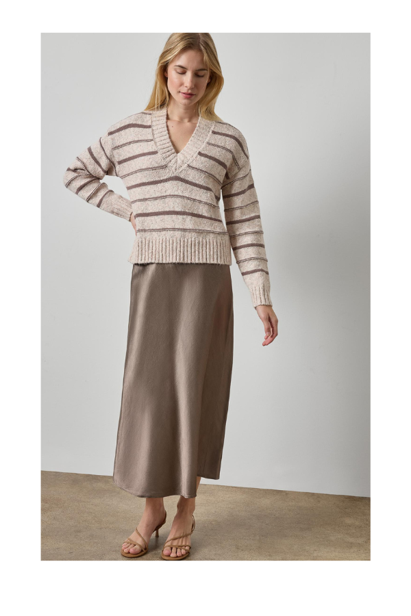Slub Woven Bias Skirt in Shiitake