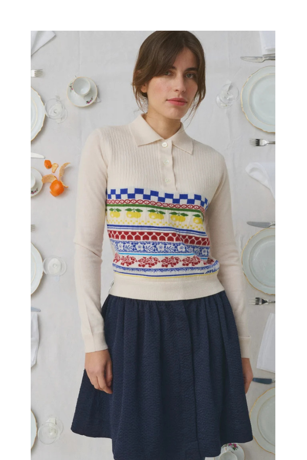 Polo Sweater in Off White