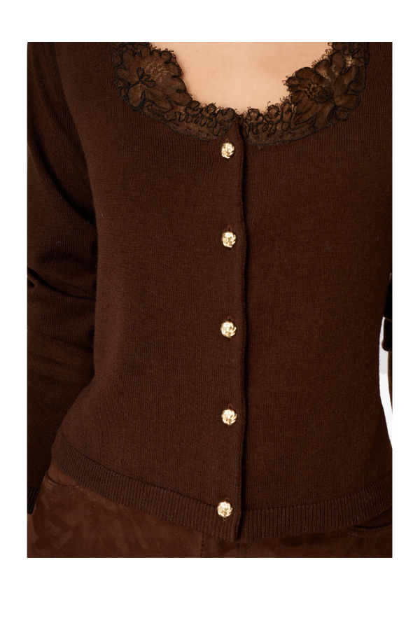 Eirene Lightweight Knit Cardigan in Umber