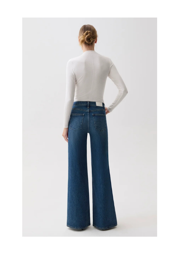Vivian Mid Rise Wide Leg in Blue Depths