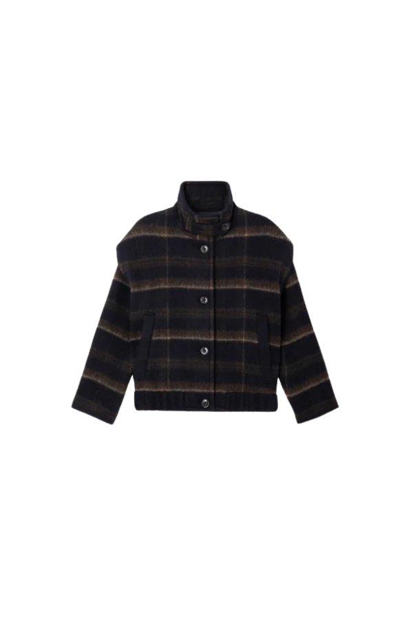 Paolino Coat w/ Shoulder Pleats in Navypath