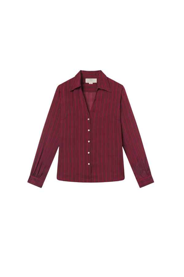 Justine Blouse in Garnet Stripe
