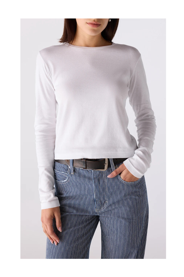 Jade Long Sleeve Tee in White