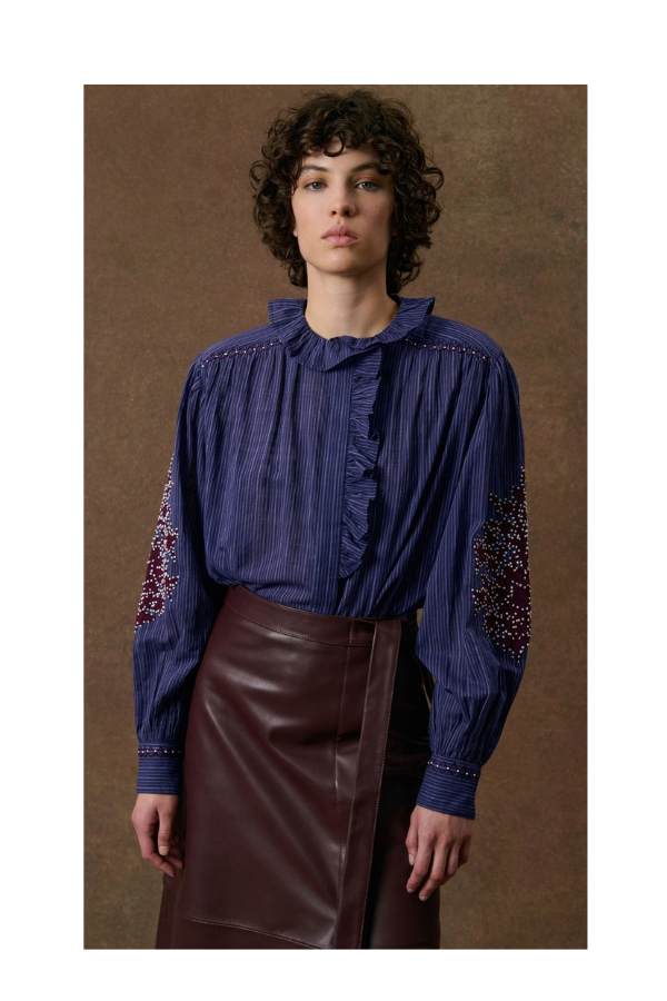 Shirt Cora in Navy Winter Stripes