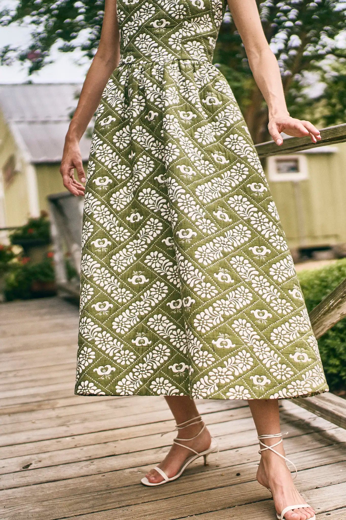 Maddy Dress in Legacy Jacquard Olive