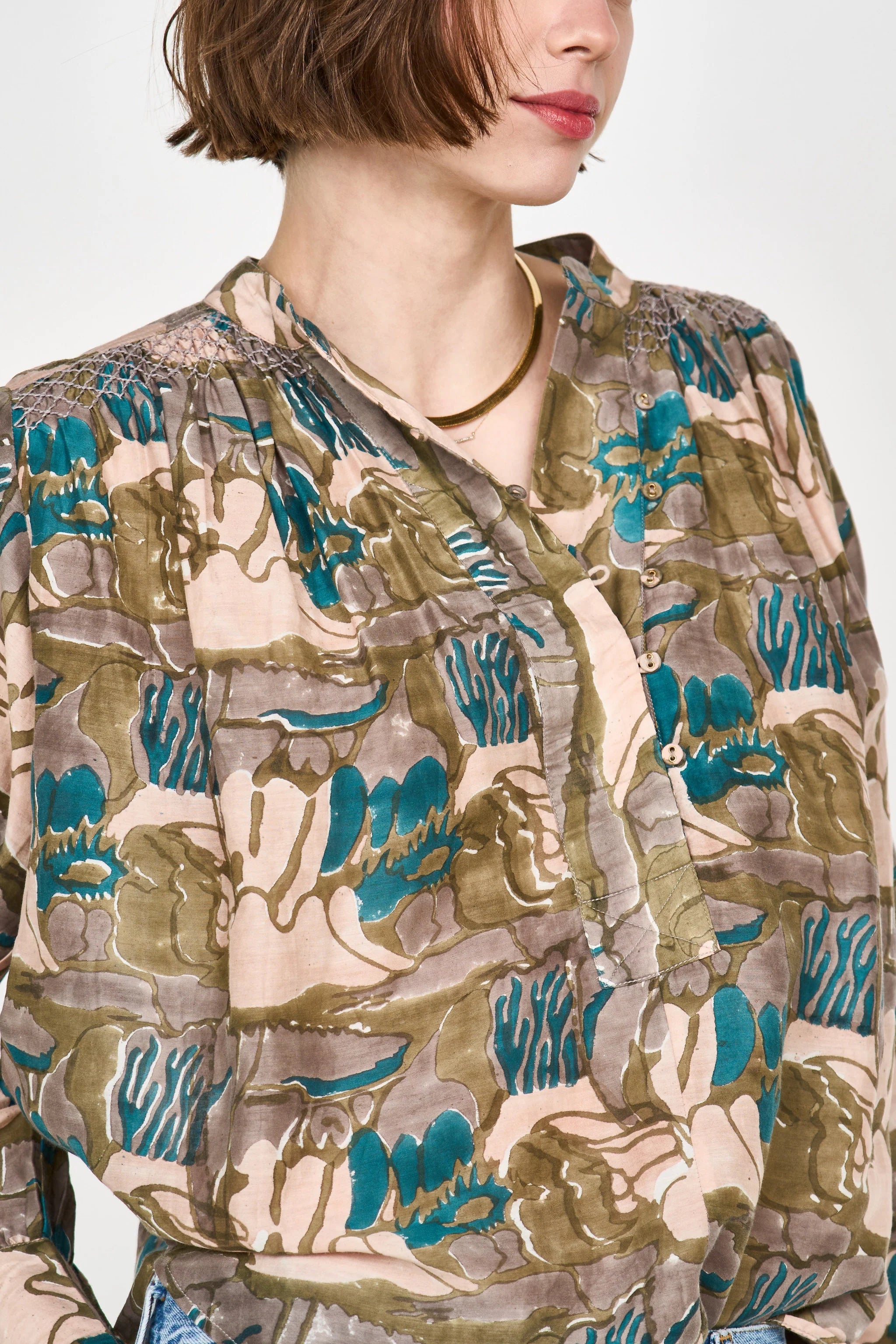Florence Blouse in Moss Reef Print