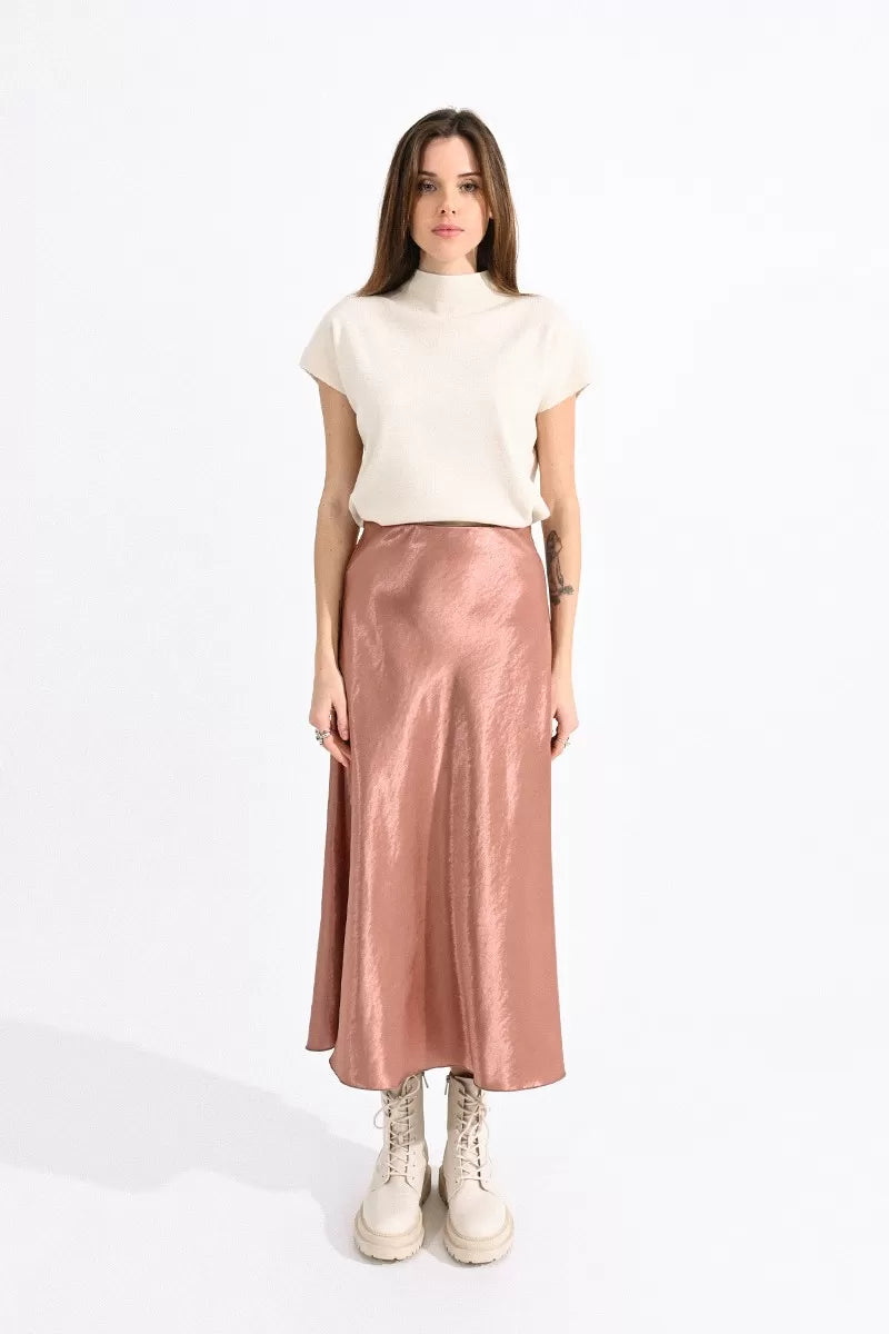 Ladies Woven Skirt in Old Pink