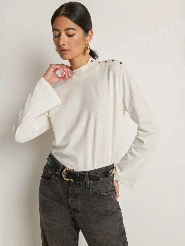 Neda Long Sleeve Shirt in Porcelain