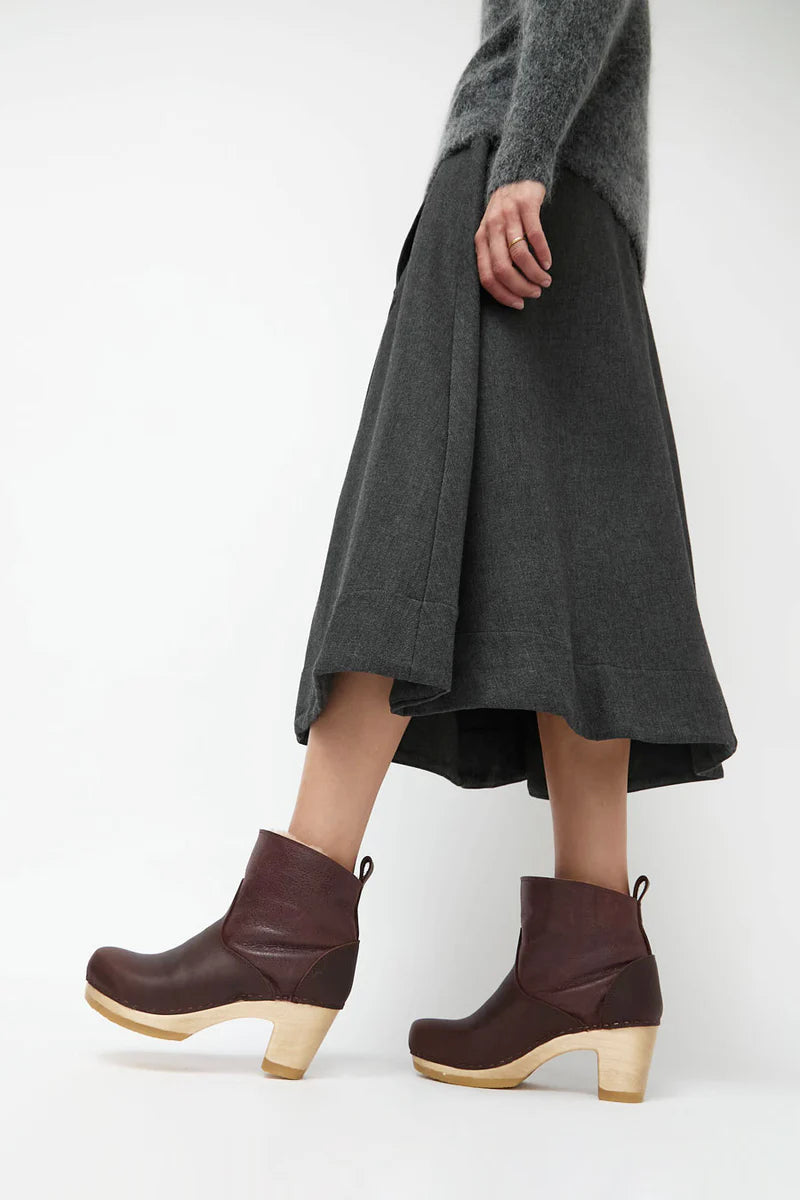 5" Pull on Shearling Clog Boot on High Heel in Spitfire/Molasses