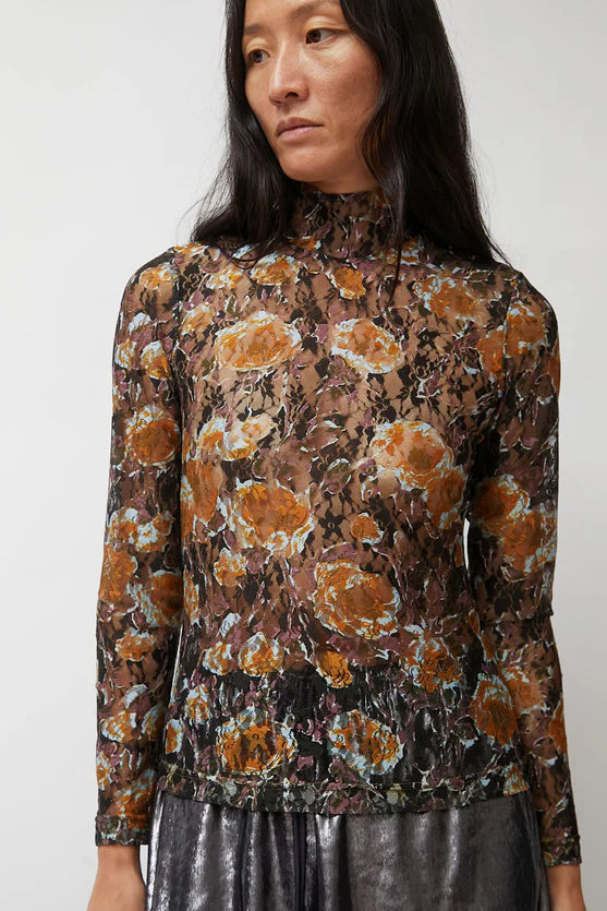 Rosa Turtleneck in Gold Roses