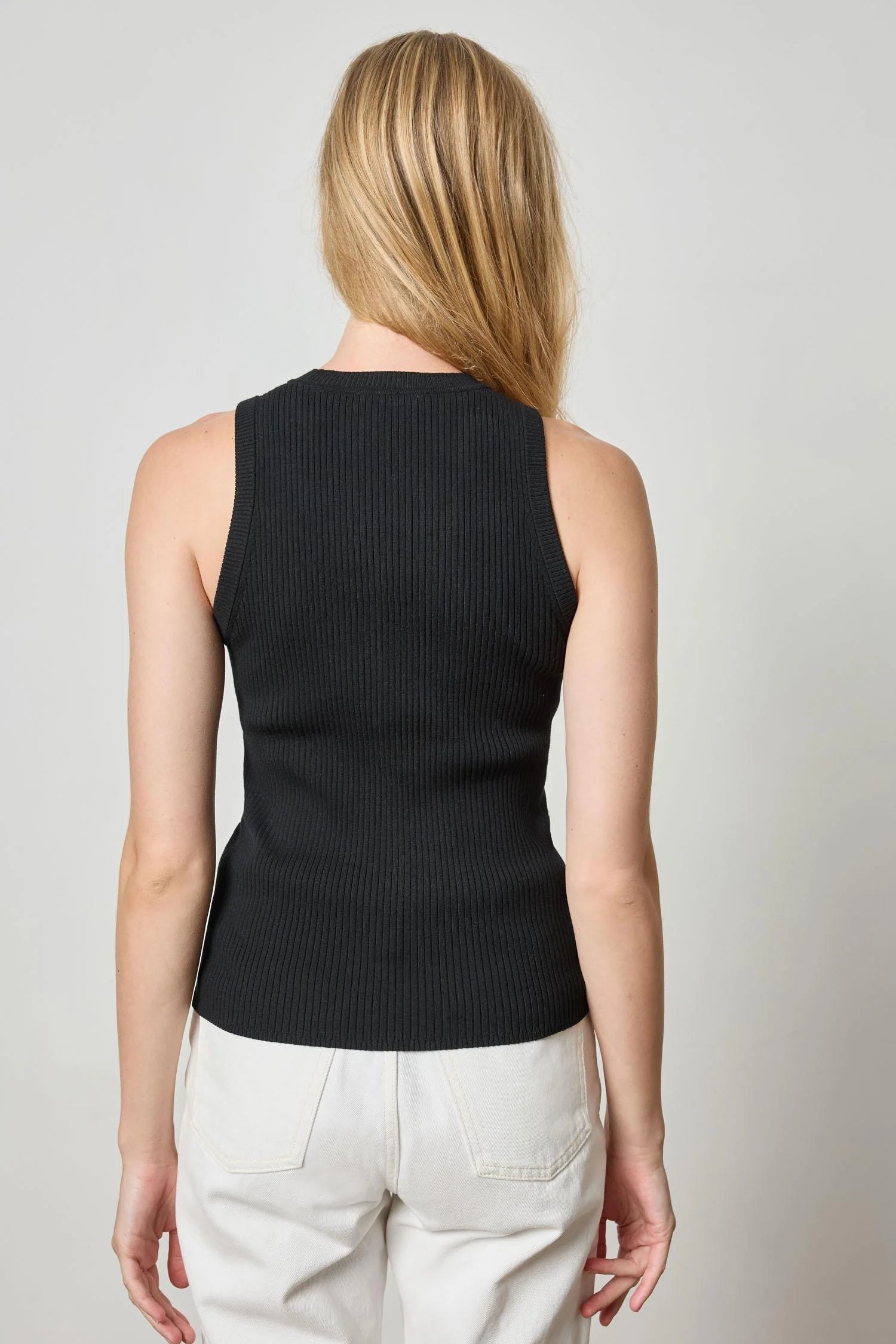 Perfect Rib Tank Sweater in Black