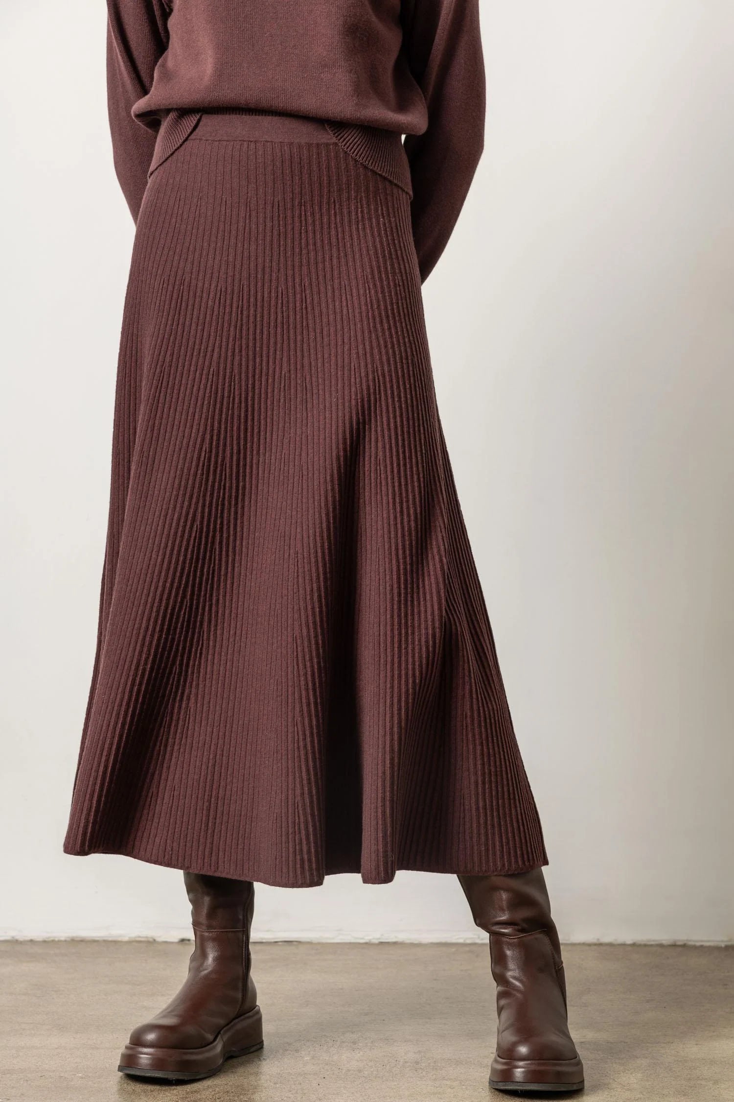 Flared Sweater Skirt in Port