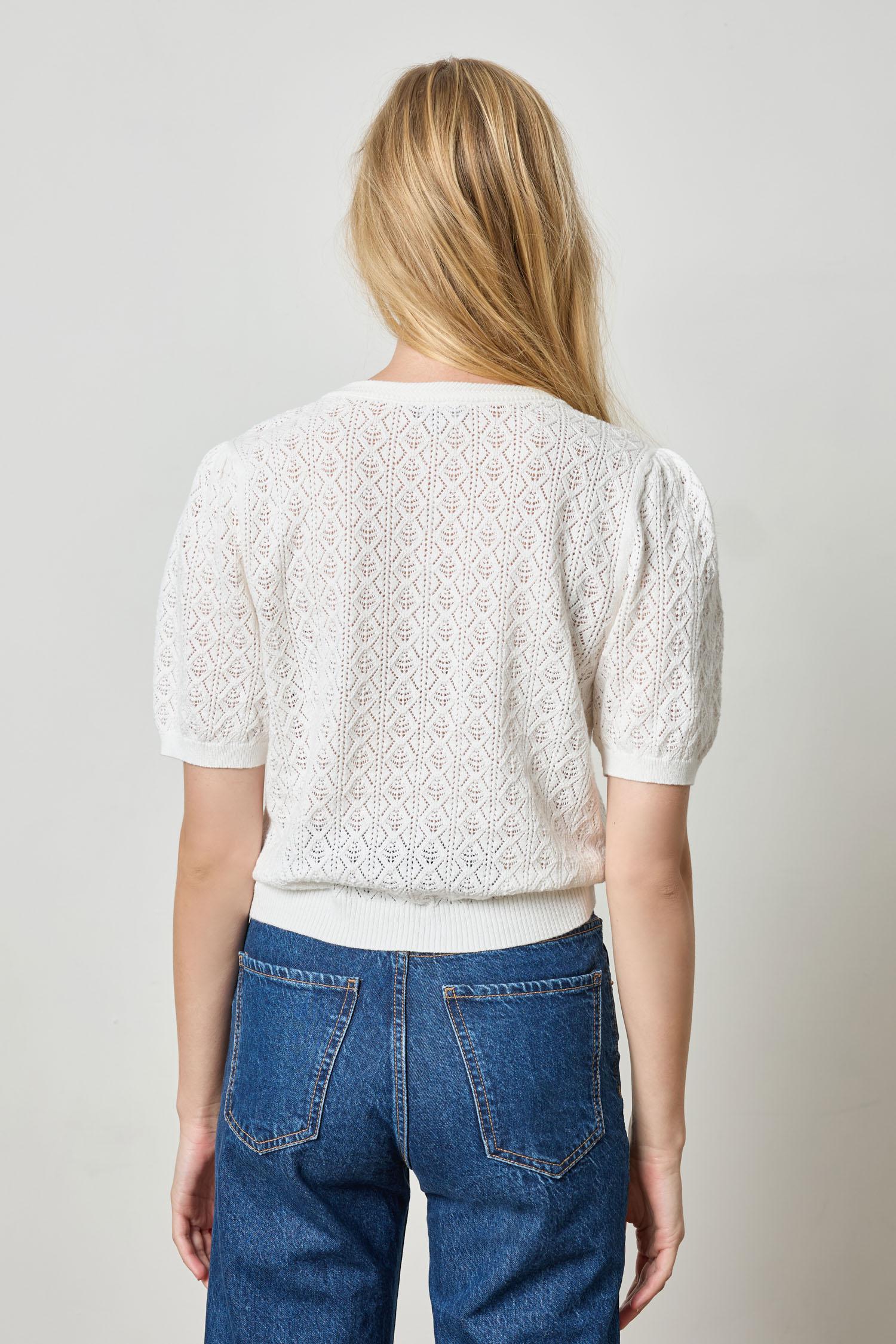 Pointelle Cardigan in White