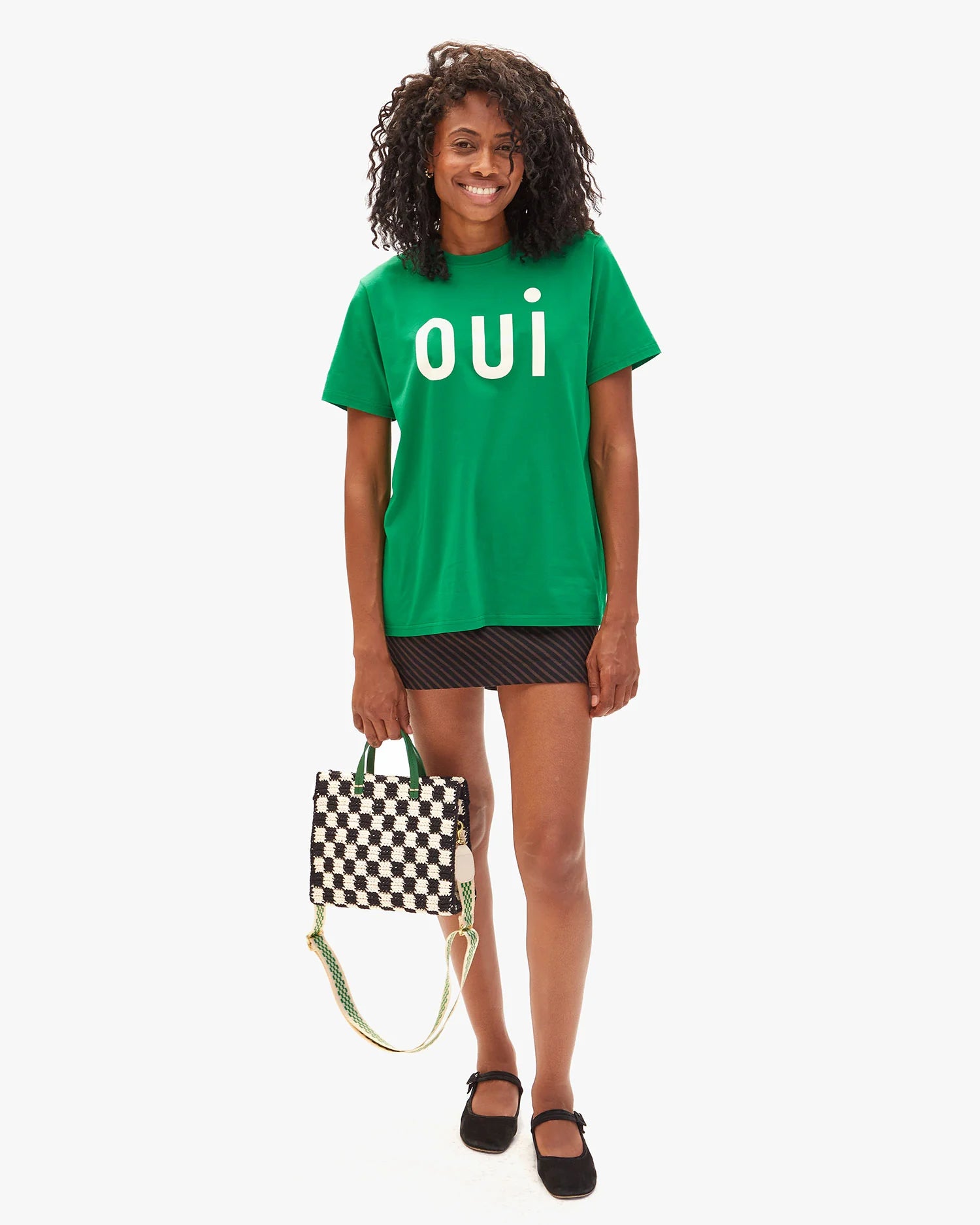 Petit Summer Simple Tote in Black & Cream Crochet Checker