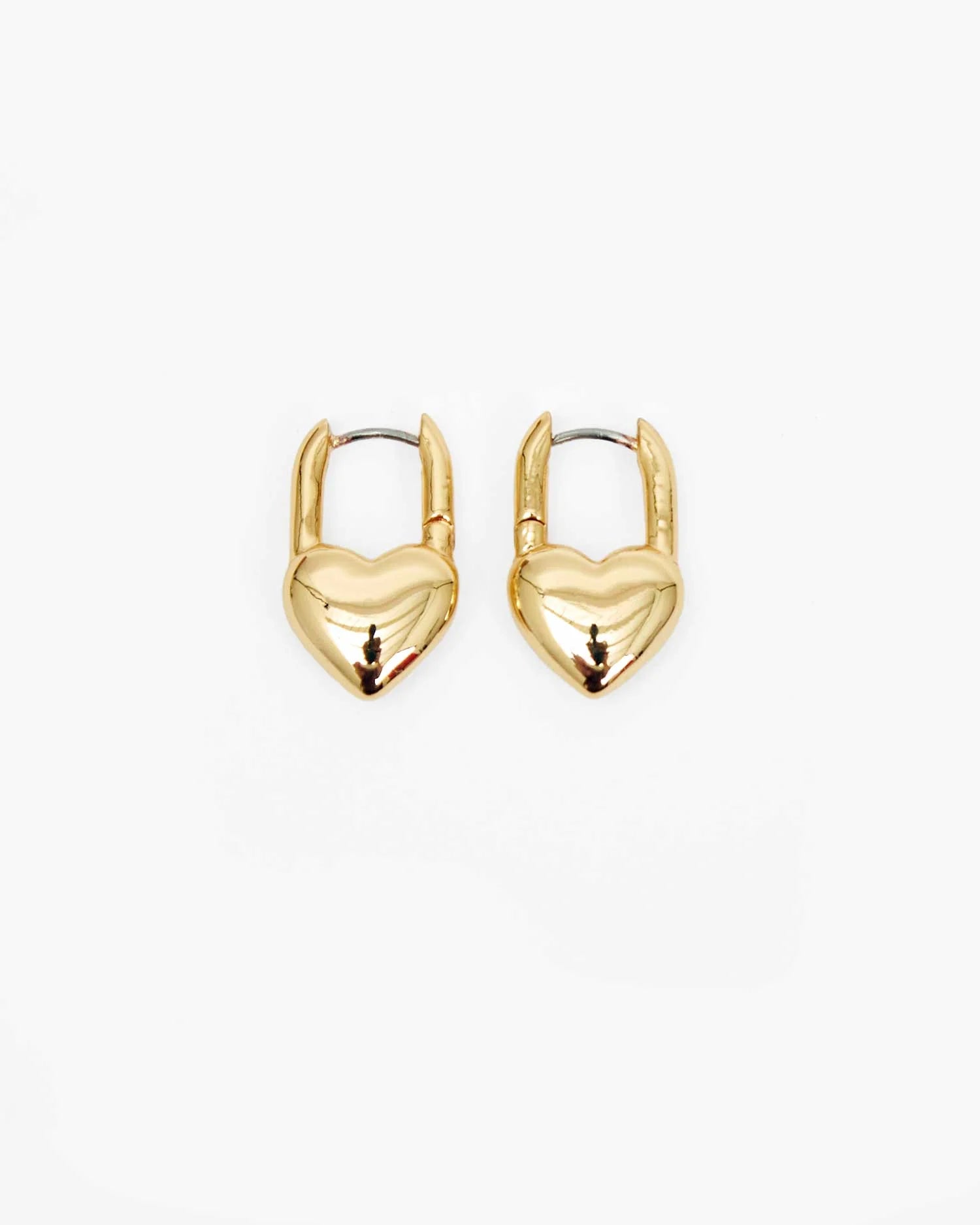 Puff Heart Huggie Earrings in Gold