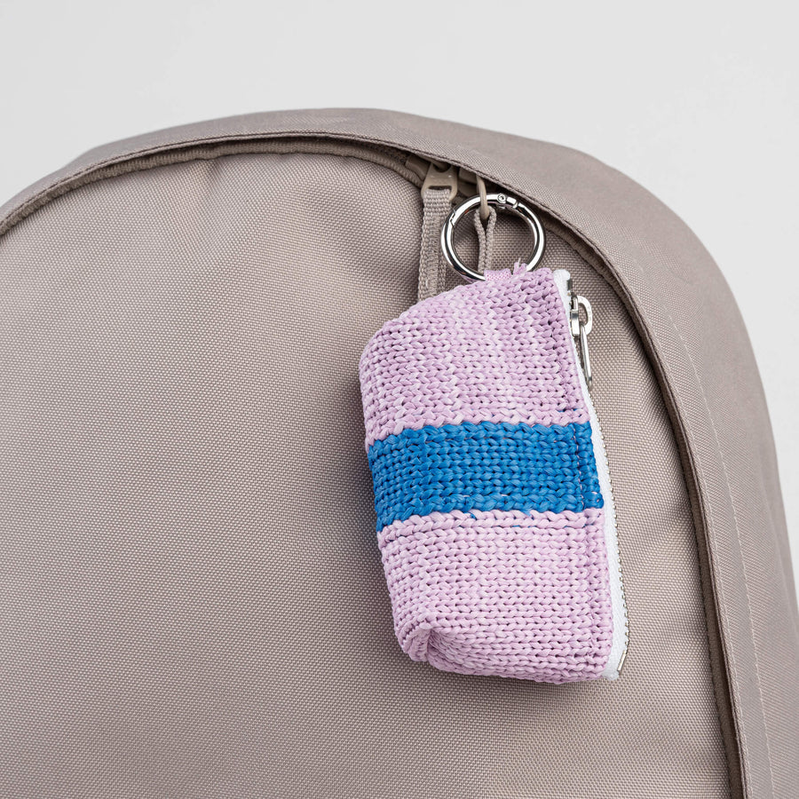Racing Stripe Pouch Bag Charm in Cobalt Lilace