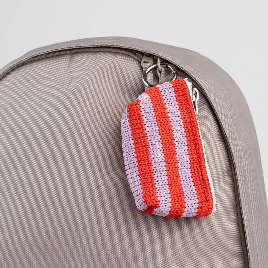 Stripe Pouch Bag Charm in Poppy Lilac
