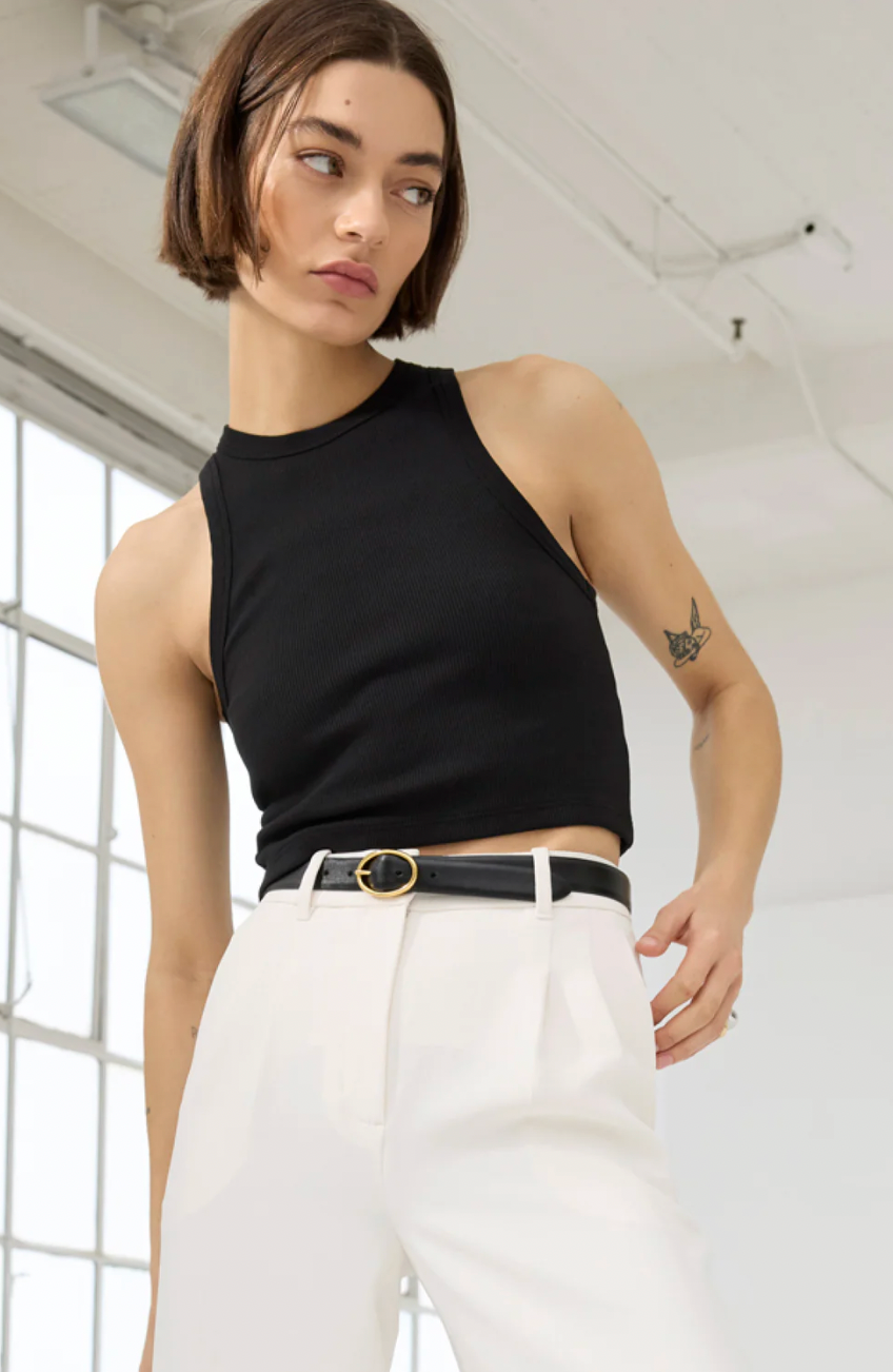 The Cropped Not So Basic Tank in Black