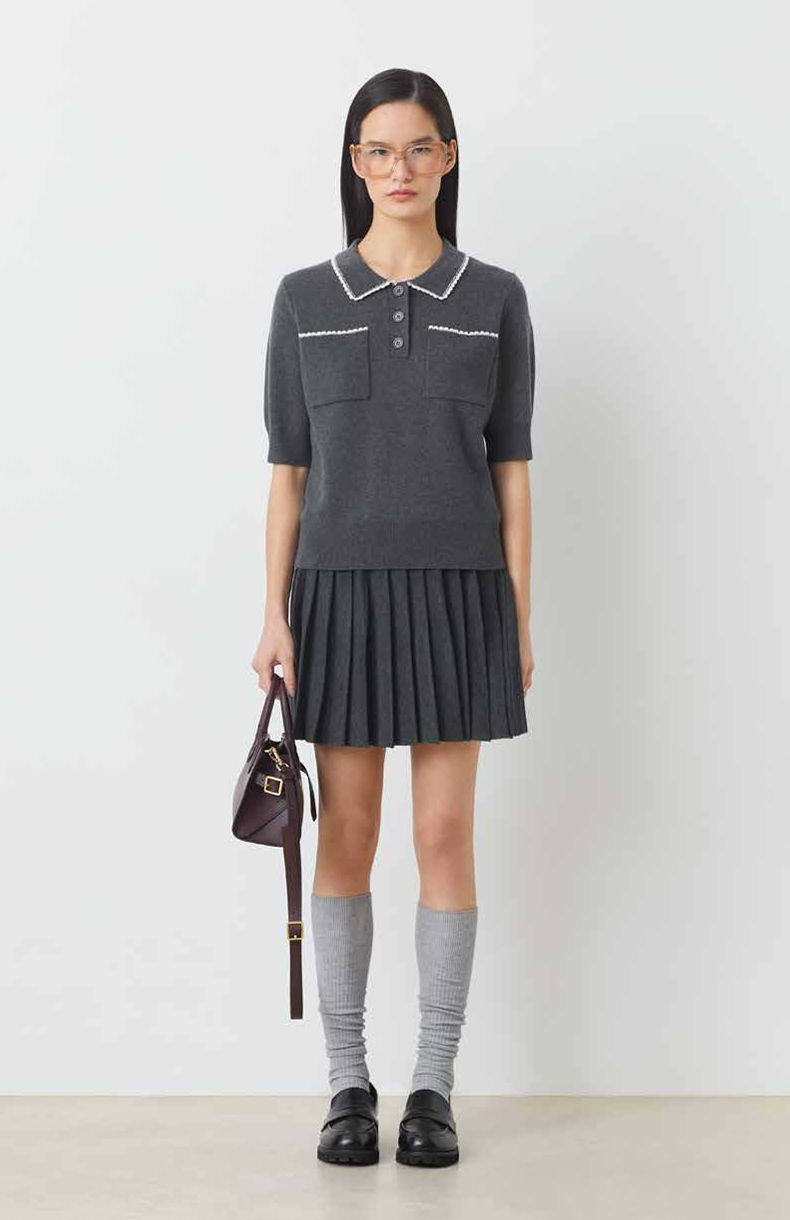 Polka Top in Carbone