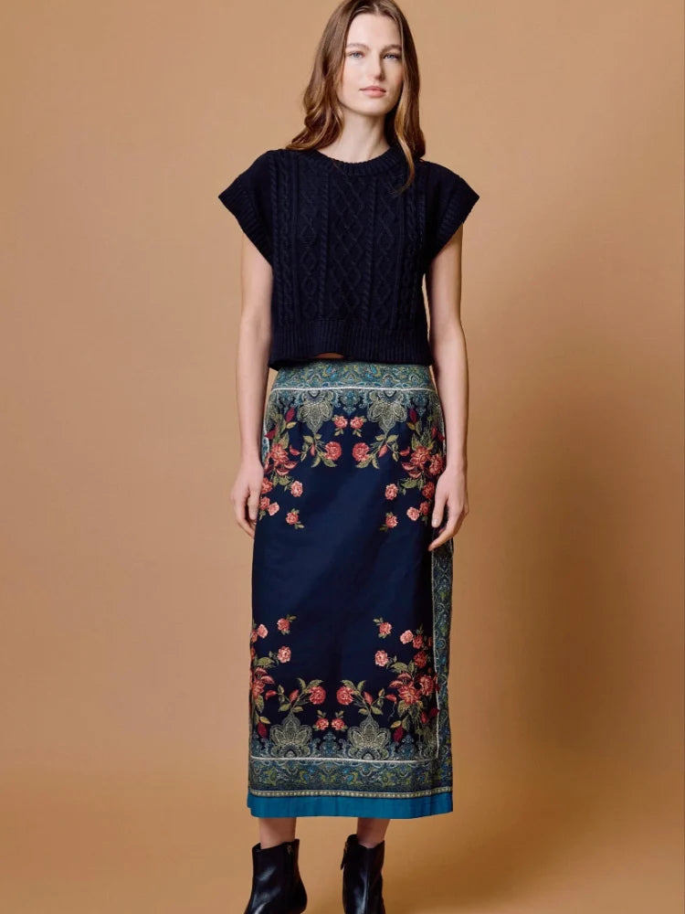 Milena Midi Skirt in Eglantine Print
