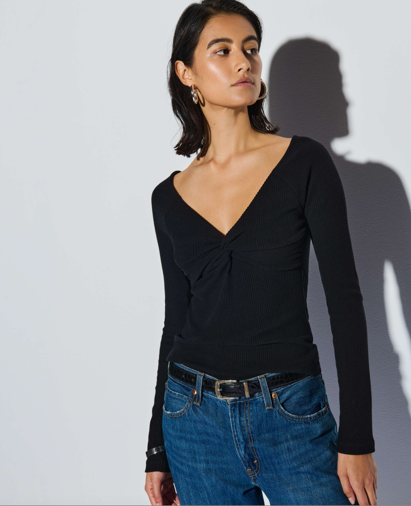 Lani Long Sleeve Top in Jet Black