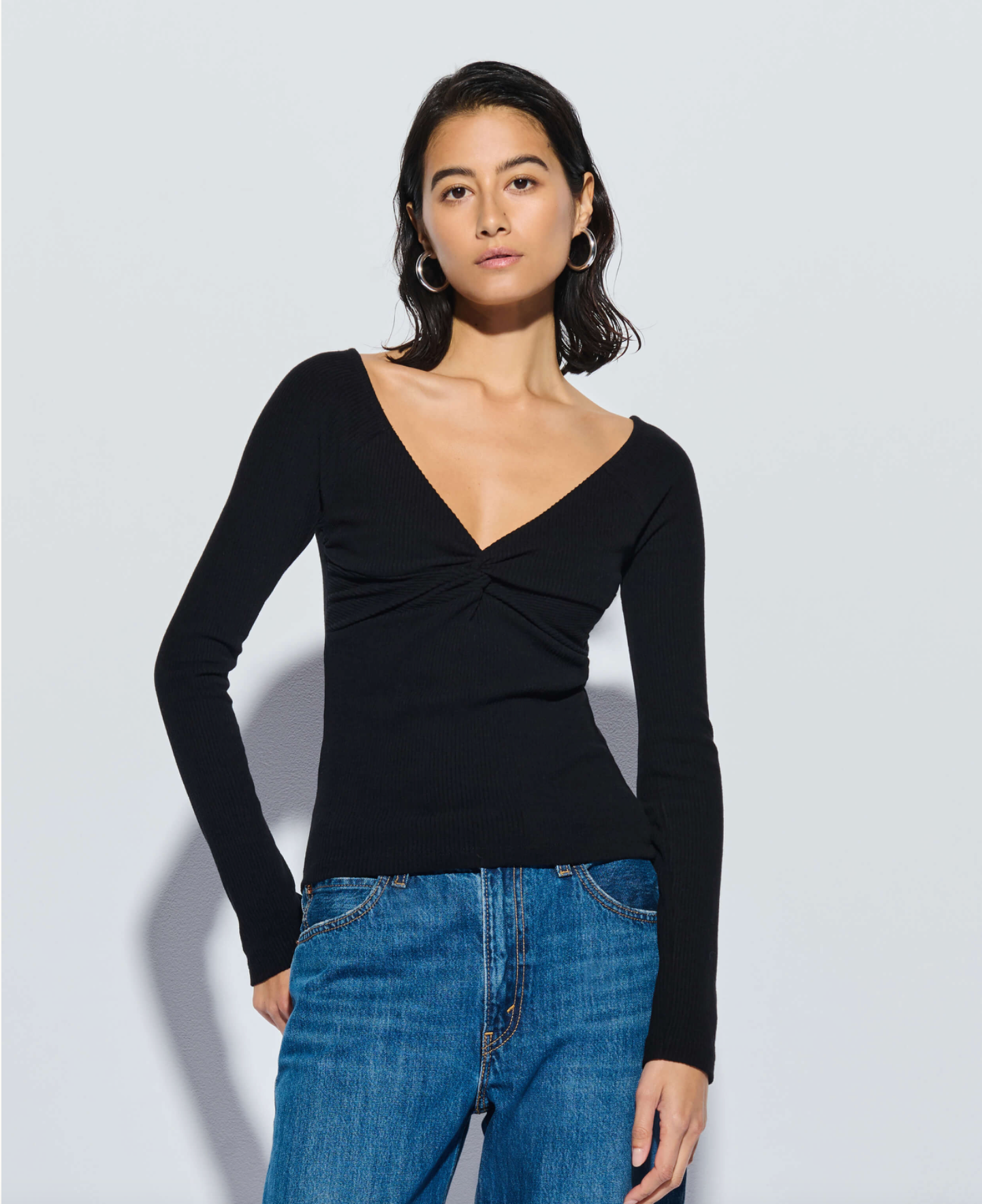 Lani Long Sleeve Top in Jet Black