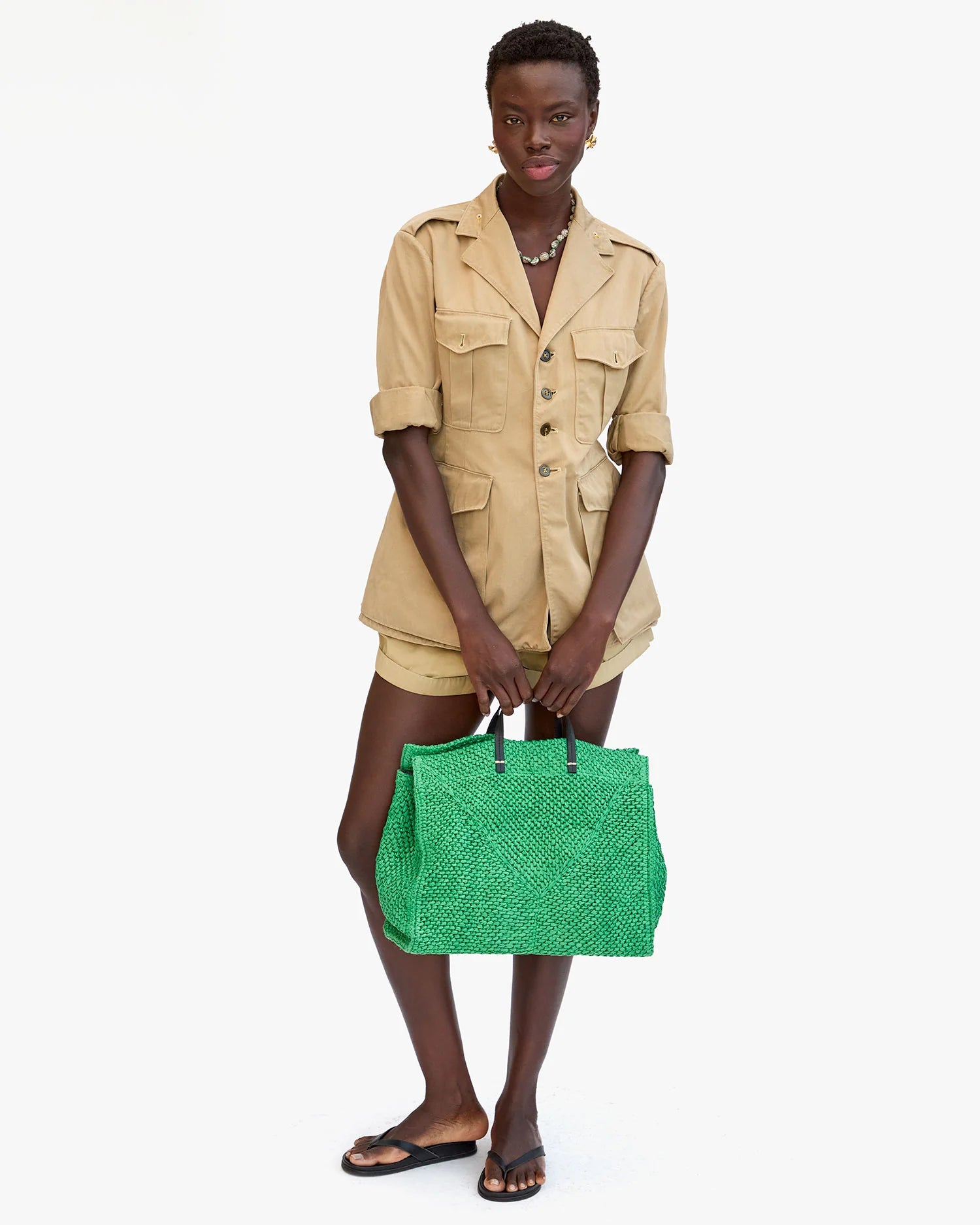 Summer Simple Tote in Green Apple Raffia