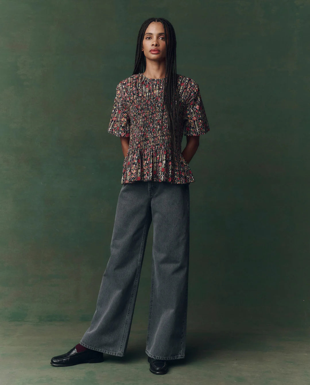 The Smocked Flounce Top in Garland Print