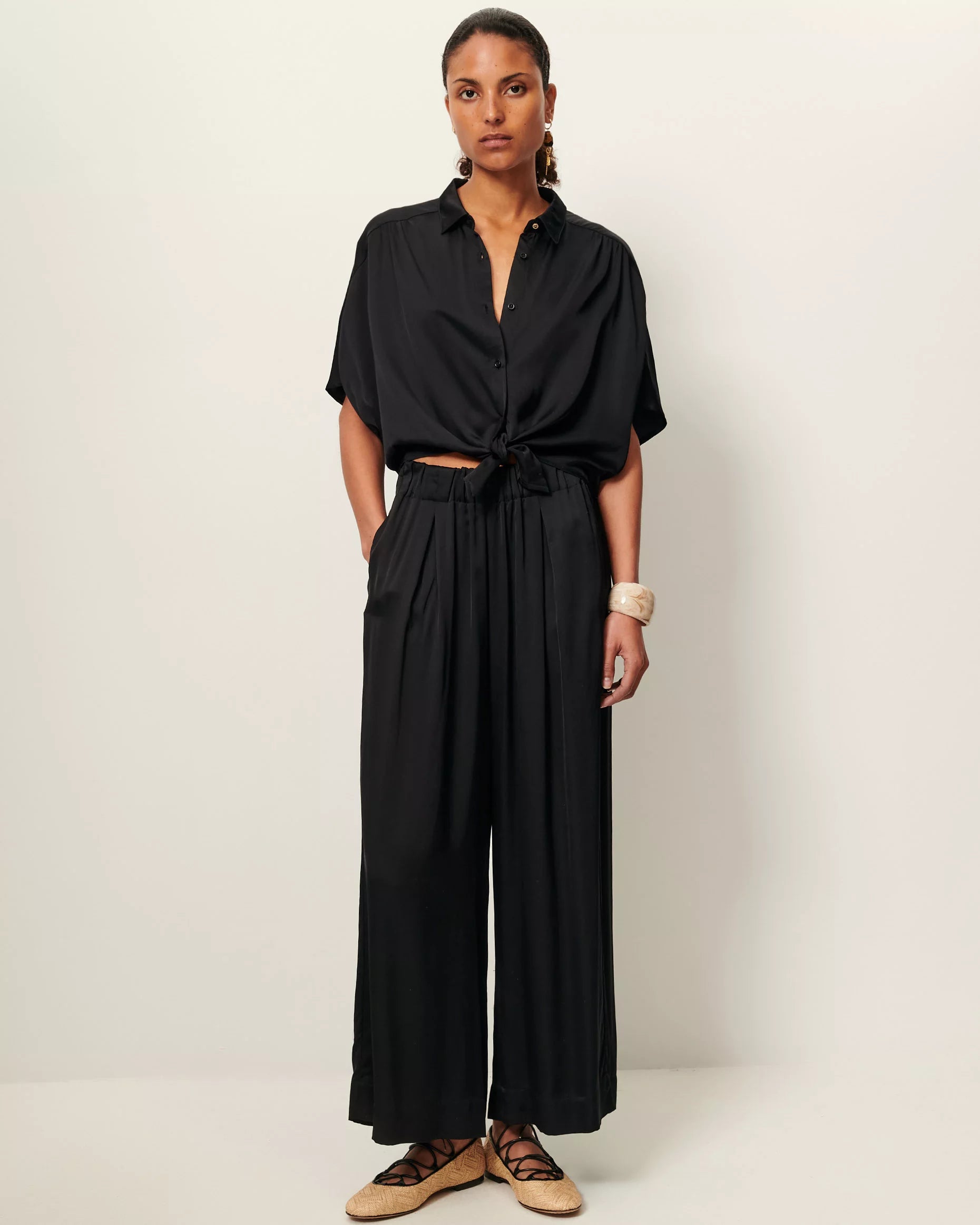 Isla Night Wide Leg Pants in Black
