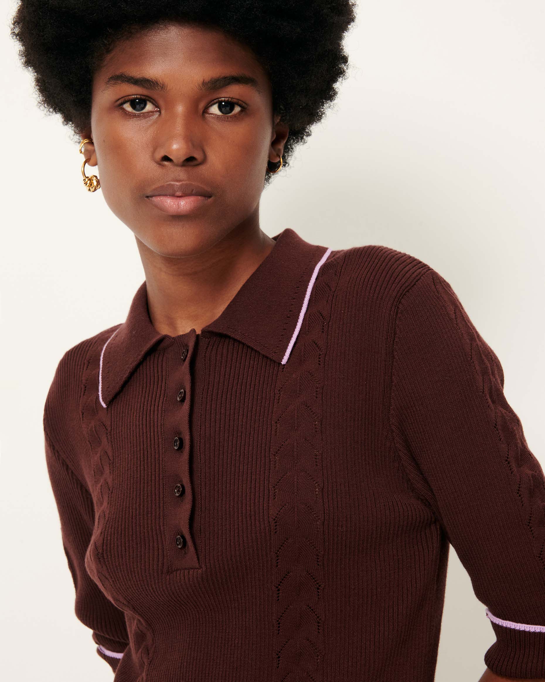 Jodi Knitted Polo in Espresso