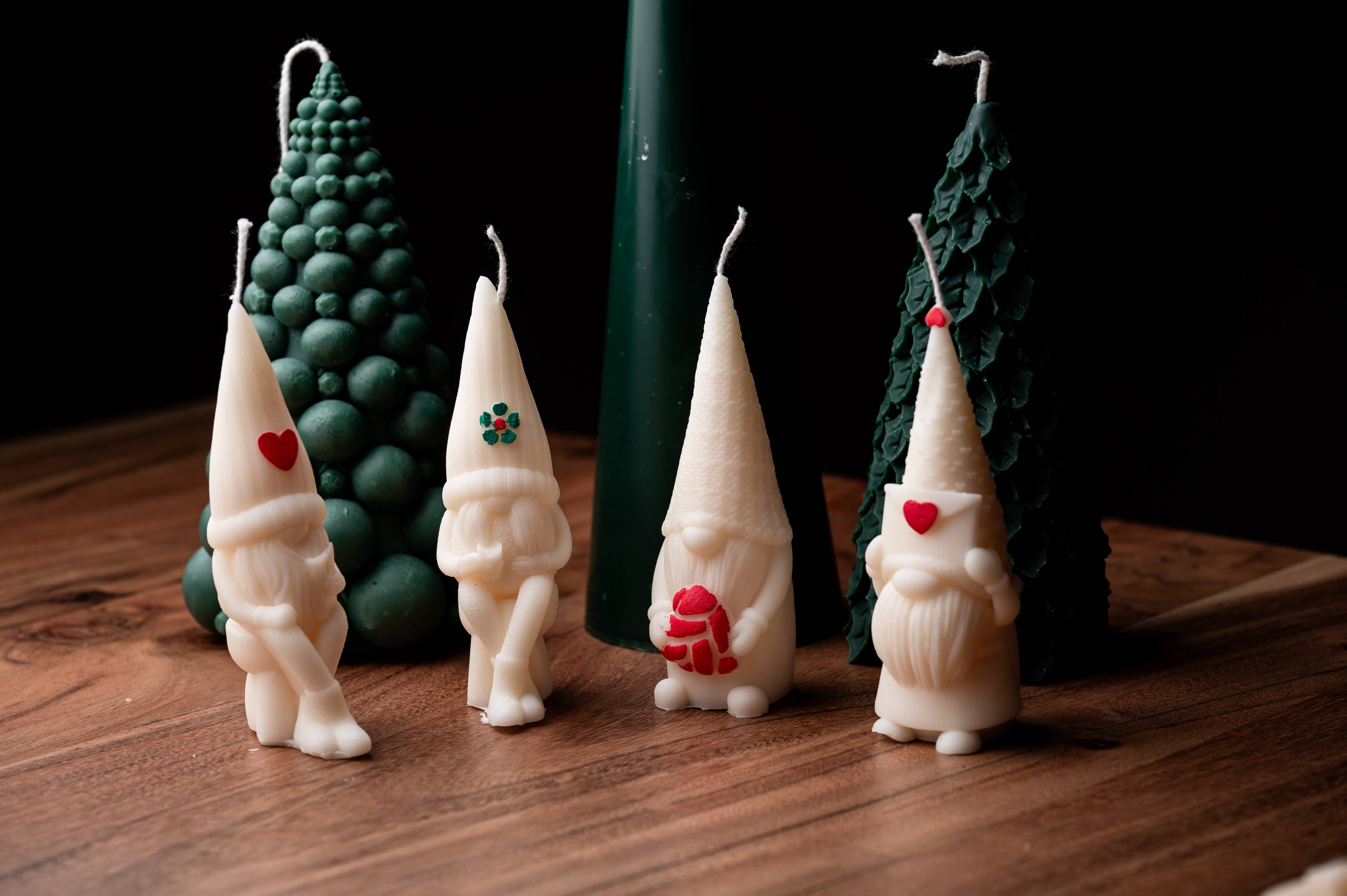 Mini Mini Cute Santa Candle Set of 4! Faceless Dwarf: Vanilla