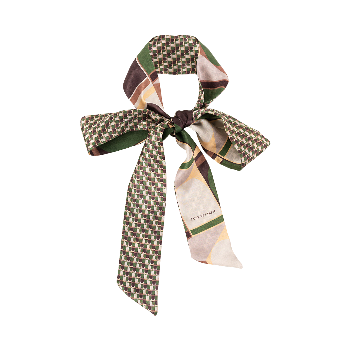 "Modular" Silk Skinny Scarf - Green: Green / 140cm*5cm