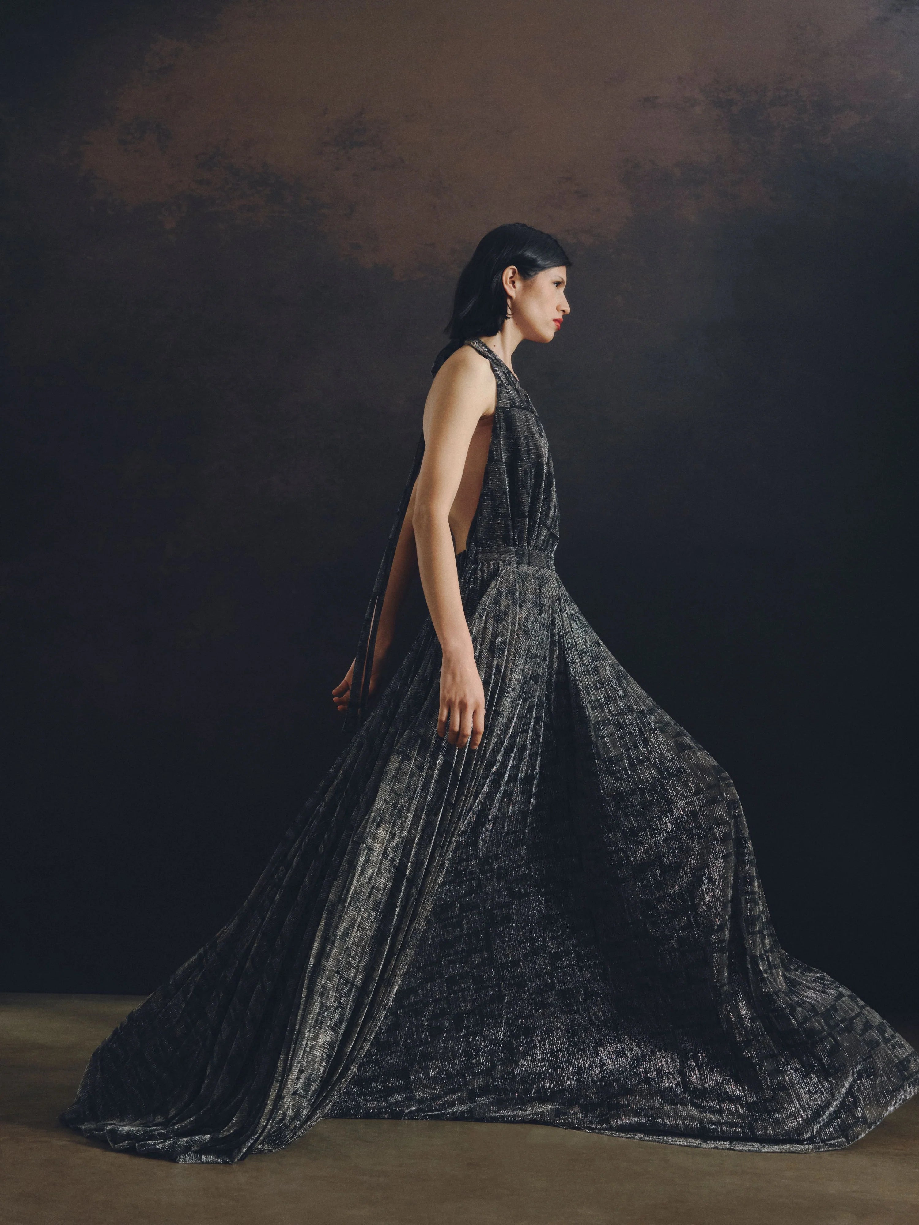 Waterfall Dress in Gold