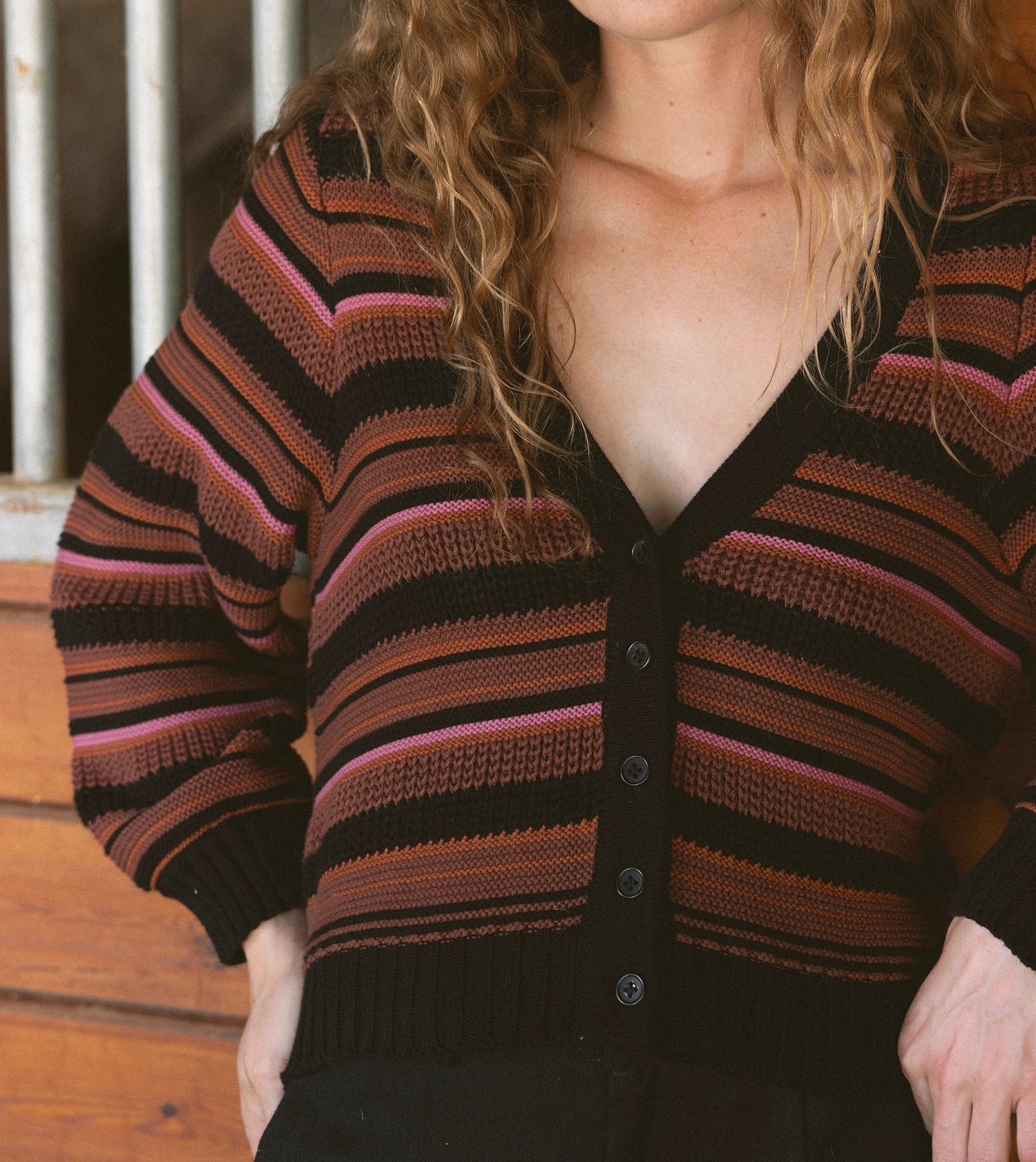 Bethany Sweater Cardigan in Black Multi