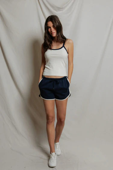 Pureform Dolphin Shorts in Navy/Ivory