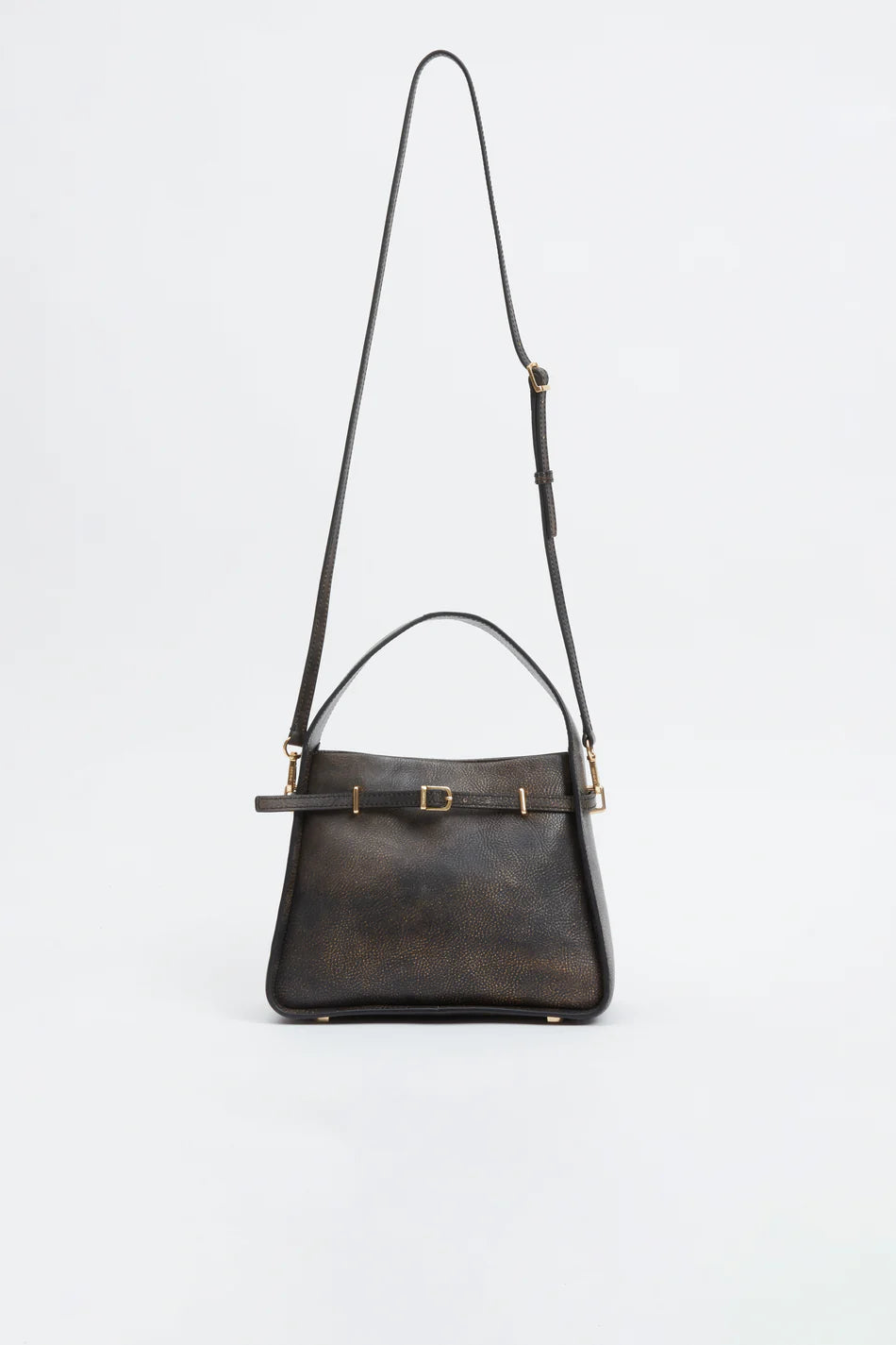 Cleo Small Leather Bucket Bag in Distressed Chocolate