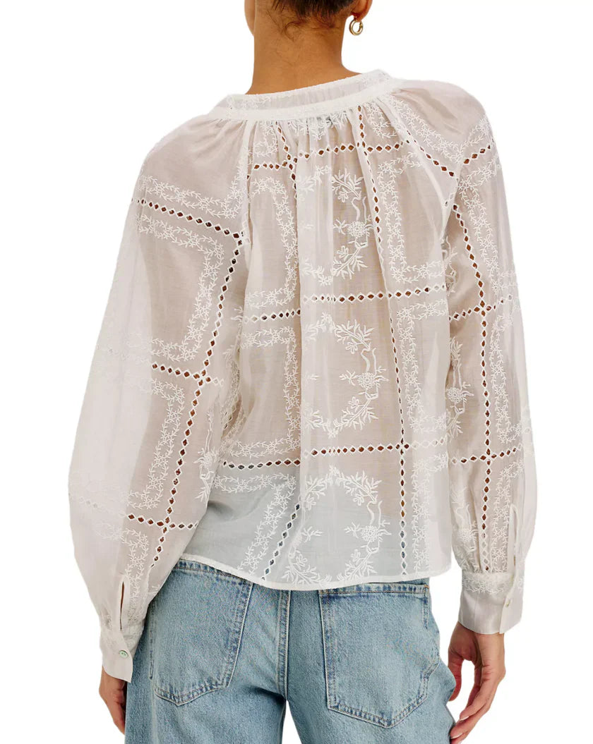 Francine top in Ivory Handkercheif
