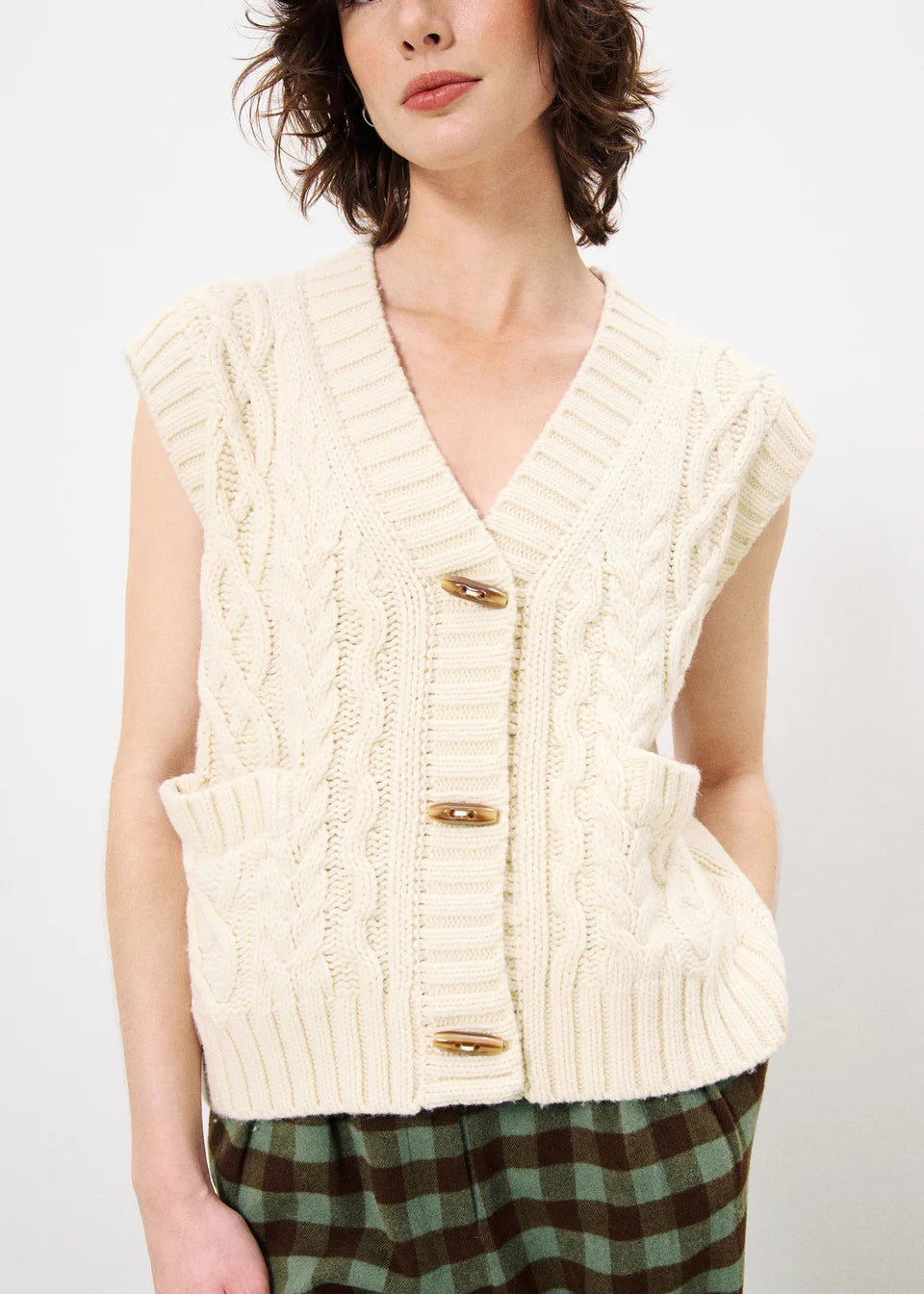 High Winter Knitted Vest in Creme