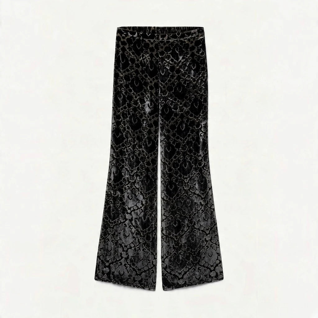 Devore' Velvet Flared Pants in Black