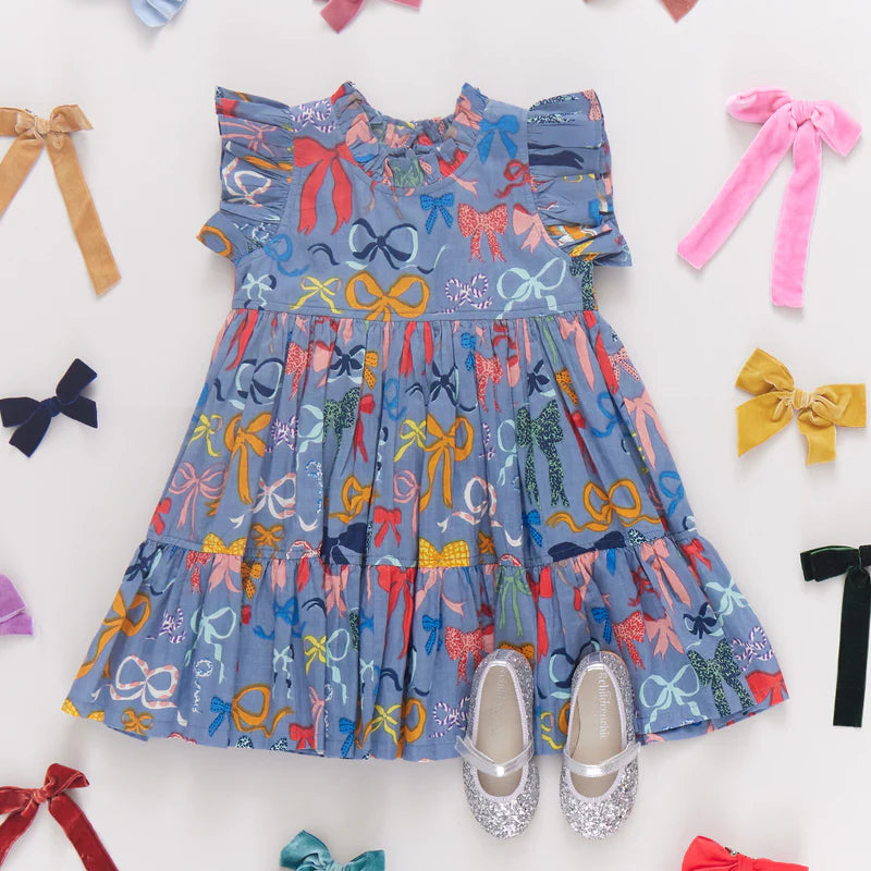 Girls Jennifer Dress in Bows on Bows