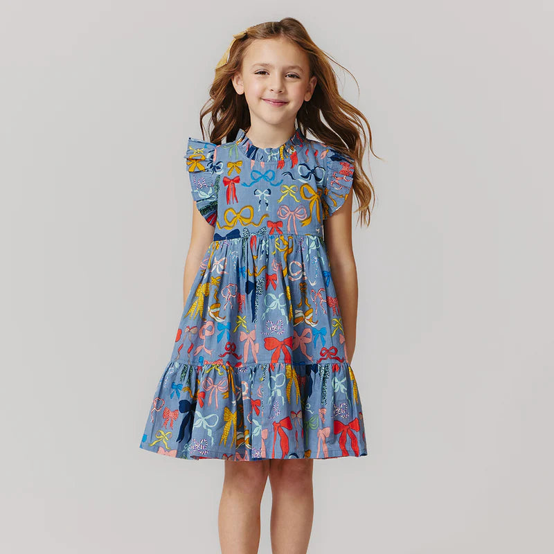 Girls Jennifer Dress in Bows on Bows