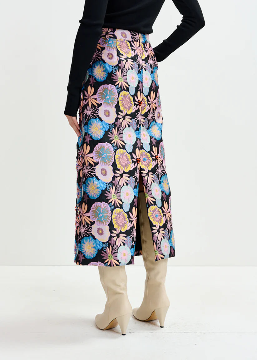 Ivymuse Embellished Skirt in Combo Black