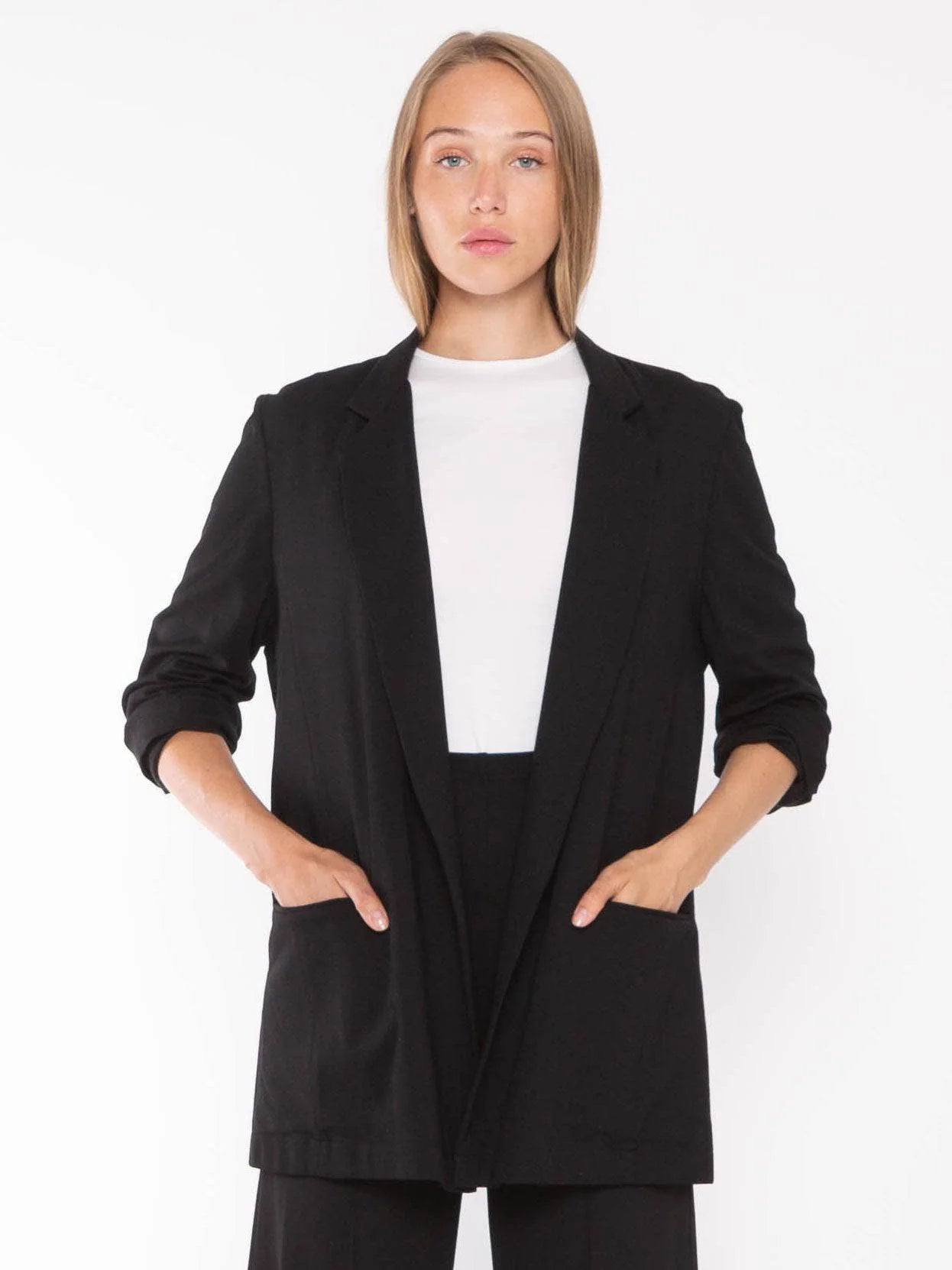 Ponte Knit Oversized Blazer in Black